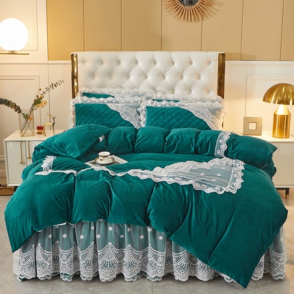 91家纺网 家纺一手货源 找家纺 （总）2023新款水晶绒保暖床裙四件套爱妮系列