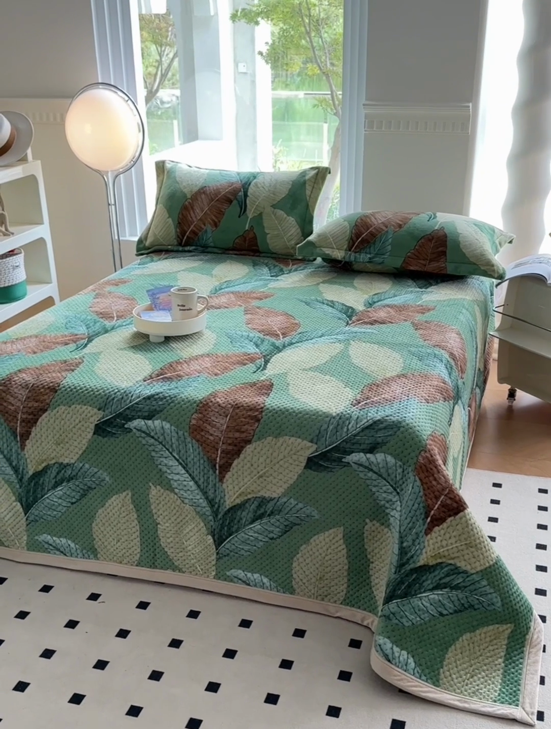 91家纺网 家纺一手货源 找家纺 胜权 2024款高克重牛奶绒夹棉单床盖单件保暖床盖三件套 莫奈