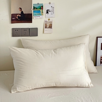 91家纺网 家纺一手货源 找家纺 六巷胡同 2023新款32支全棉纯色水洗棉单枕套 象牙白