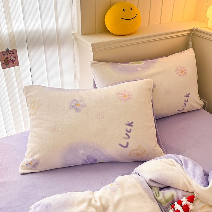 91家纺网 家纺一手货源 找家纺 金爱家 2023新款ins小清新韩系卡通少女心奶油兔子加厚牛奶绒系列四件套 绒-幸运郁金香