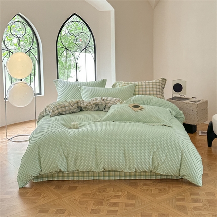 91家纺网 家纺一手货源 找家纺 （总）换种生活 新款水洗色织全棉四件套