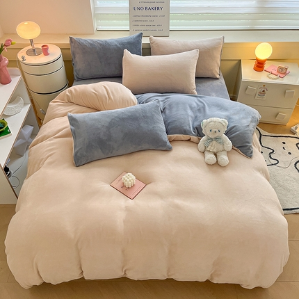 91家纺网 家纺一手货源 找家纺 （总）三朵家纺 2023新款牛奶绒混搭系列四件套