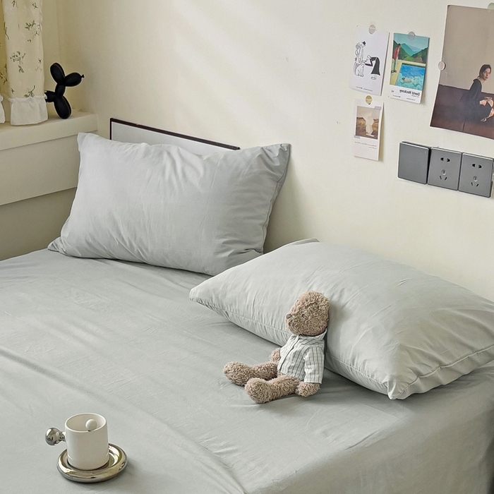 91家纺网 家纺一手货源 找家纺 六巷胡同 2023新款32支全棉纯色水洗棉单枕套 奶奶灰