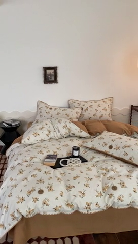 91家纺网 家纺一手货源 找家纺 旷野 2023秋冬磨毛碎花四件套 山枫桔