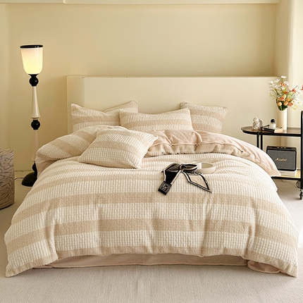 网客 2024新款泰兔绒牛奶绒四件套 泰兔绒四件套-米杏