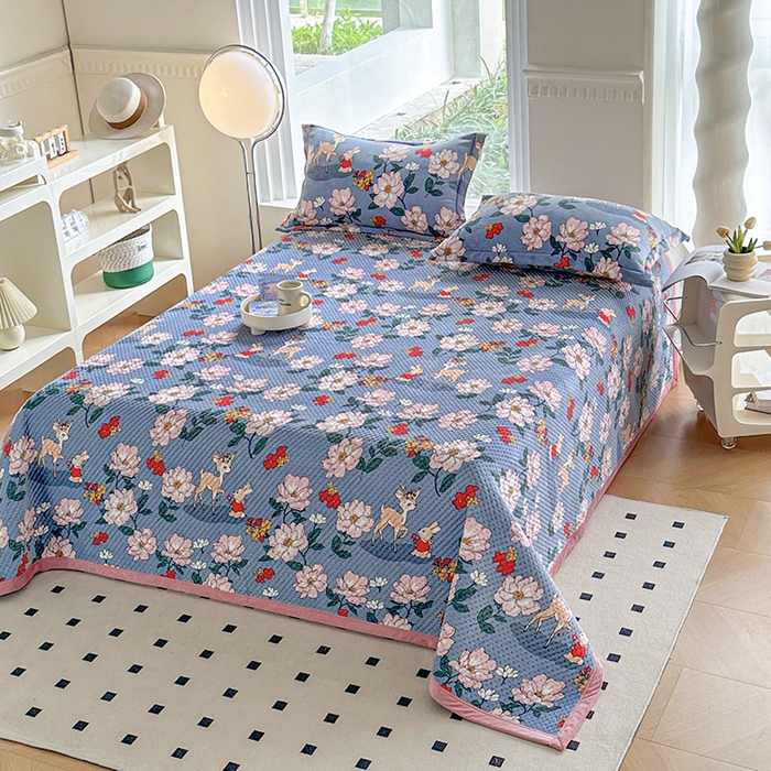 91家纺网 家纺一手货源 找家纺 胜权 2024款高克重牛奶绒夹棉单床盖单件保暖床盖三件套 海伦娜