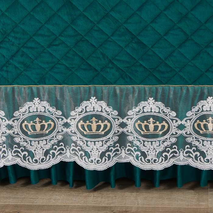 91家纺网 家纺一手货源 找家纺 恋尚 2023新款可脱卸水晶绒夹棉床盖卡雯系列 宝绿