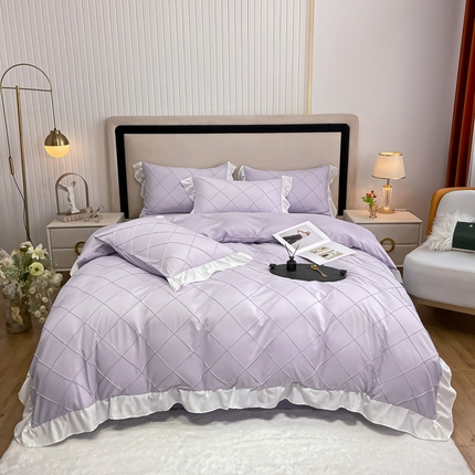 91家纺网 家纺一手货源 找家纺 （总）子钦家纺 2023新款法式手工打格公主风花边四件套风格二