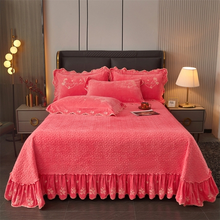 91家纺网 家纺一手货源 找家纺 （总）2023 恒爱家纺 玲珑花语宝宝绒单床盖床裙