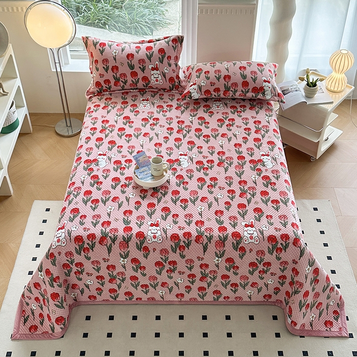 91家纺网 家纺一手货源 找家纺 胜权 2024款高克重牛奶绒夹棉单床盖单件保暖床盖三件套 玫瑰乐园