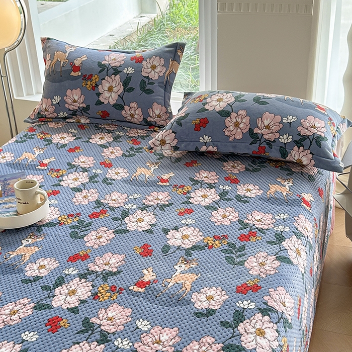 91家纺网 家纺一手货源 找家纺 胜权 2024款高克重牛奶绒夹棉单床盖单件保暖床盖三件套 海伦娜