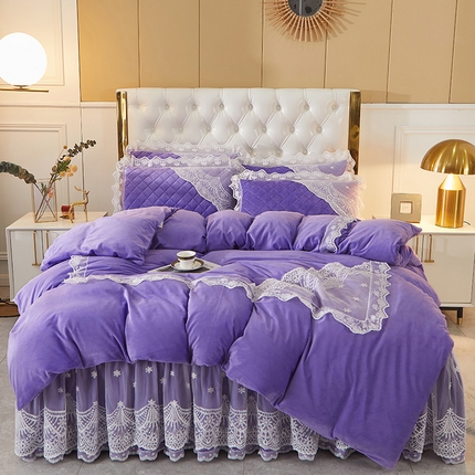 91家纺网 家纺一手货源 找家纺 （总）2023新款水晶绒保暖床裙四件套爱妮系列