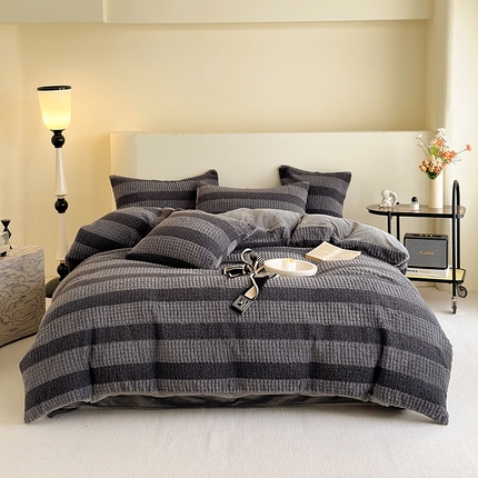 网客 2024新款泰兔绒牛奶绒四件套 泰兔绒四件套-深灰