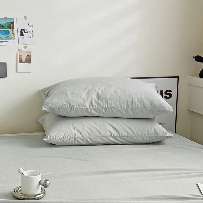 91家纺网 家纺一手货源 找家纺 六巷胡同 2023新款32支全棉纯色水洗棉单枕套 奶奶灰