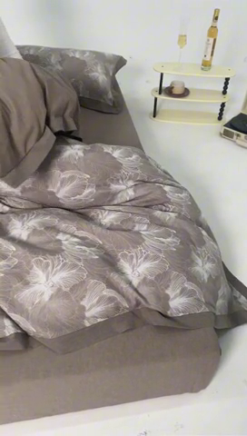 91家纺网 家纺一手货源 找家纺 安莱生活 2023新款花海系列色织双层纱工艺款宽边高奢四件套 花海-浅灰