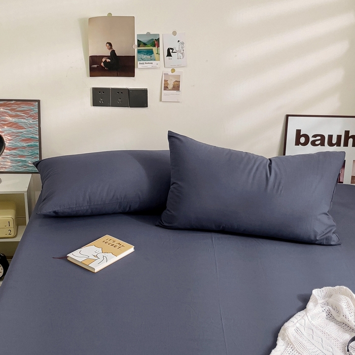 91家纺网 家纺一手货源 找家纺 六巷胡同 2023新款32支全棉纯色水洗棉单枕套 藏青蓝