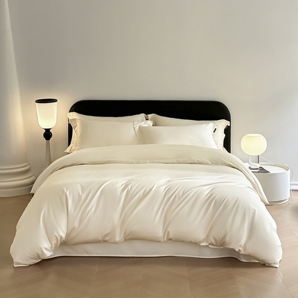 618家纺 2023新款50S100支长绒棉全棉纯棉纯色四件套 纯色元气白桃