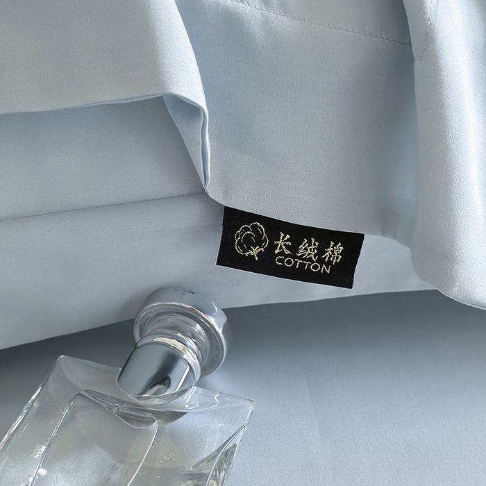 91家纺网 家纺一手货源 找家纺 618家纺 2023新款50S100支长绒棉全棉纯棉纯色四件套 纯色冰蓝