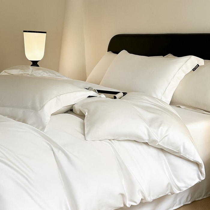 91家纺网 家纺一手货源 找家纺 618家纺 2023新款50S100支长绒棉全棉纯棉纯色四件套 纯色本白