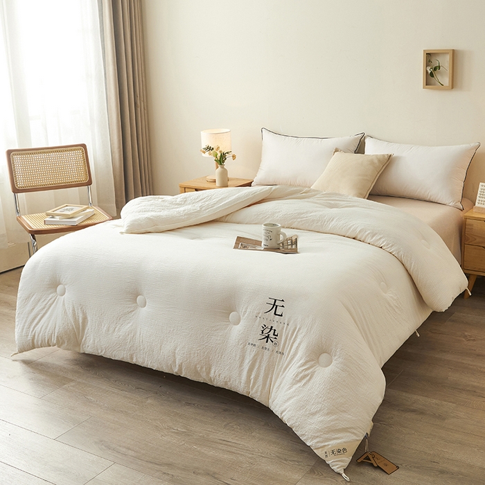 91家纺网 家纺一手货源 找家纺 创优2025新款无染被子被芯春秋被冬被直播批发 华夫格系列-米白