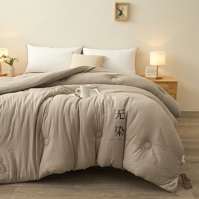 91家纺网 家纺一手货源 找家纺 创优2025新款无染被子被芯春秋被冬被直播批发 华夫格系列-卡其