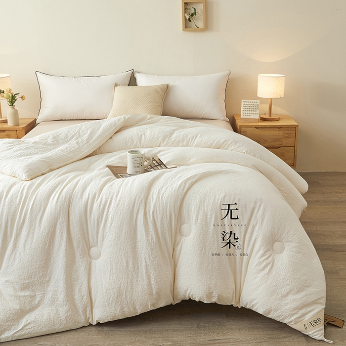 91家纺网 家纺一手货源 找家纺 创优2025新款无染被子被芯春秋被冬被直播批发 华夫格系列-米白