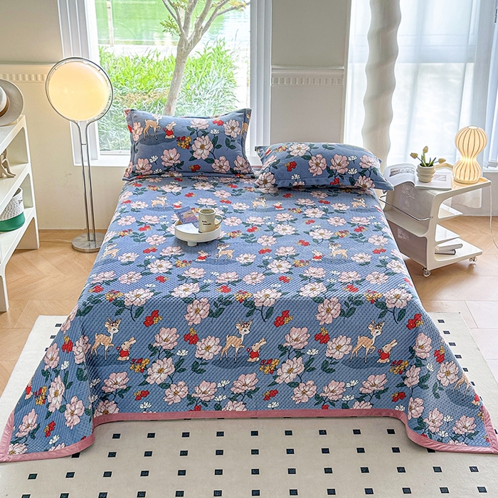 91家纺网 家纺一手货源 找家纺 胜权 2024款高克重牛奶绒夹棉单床盖单件保暖床盖三件套 海伦娜