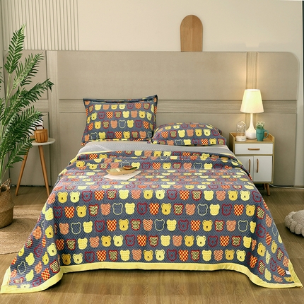 91家纺网 家纺一手货源 找家纺 胜权 2024款高克重牛奶绒夹棉单床盖单件保暖床盖三件套 熊宝