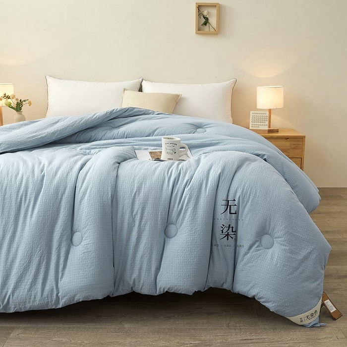 91家纺网 家纺一手货源 找家纺 创优2025新款无染被子被芯春秋被冬被直播批发 华夫格系列-蓝色