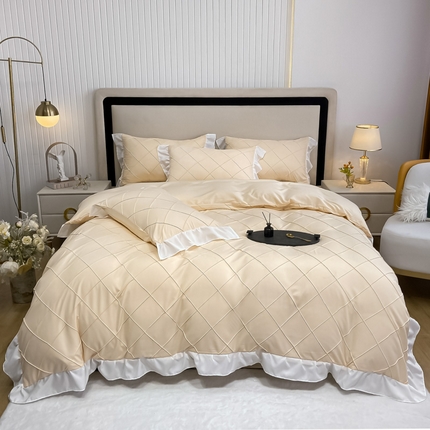 91家纺网 家纺一手货源 找家纺 （总）子钦家纺 2023新款法式手工打格公主风花边四件套风格二