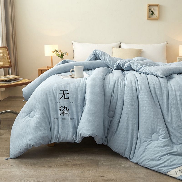 91家纺网 家纺一手货源 找家纺 创优2025新款无染被子被芯春秋被冬被直播批发 华夫格系列-蓝色