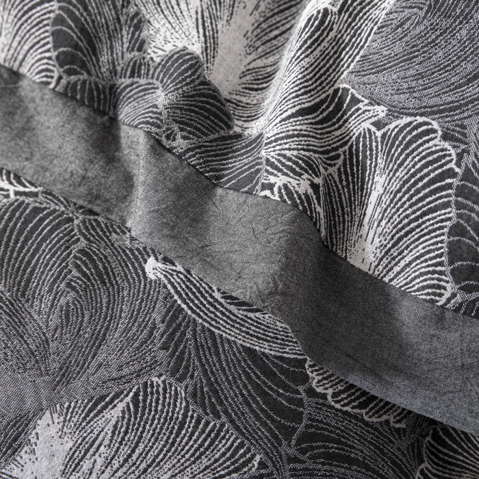 91家纺网 家纺一手货源 找家纺 安莱生活 2023新款花海系列色织双层纱工艺款宽边高奢四件套 花海-深灰