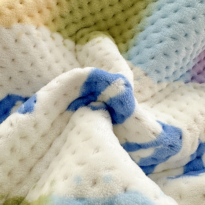 91家纺网 家纺一手货源 找家纺 胜权 2024款高克重牛奶绒夹棉单床盖单件保暖床盖三件套 彩虹甜心