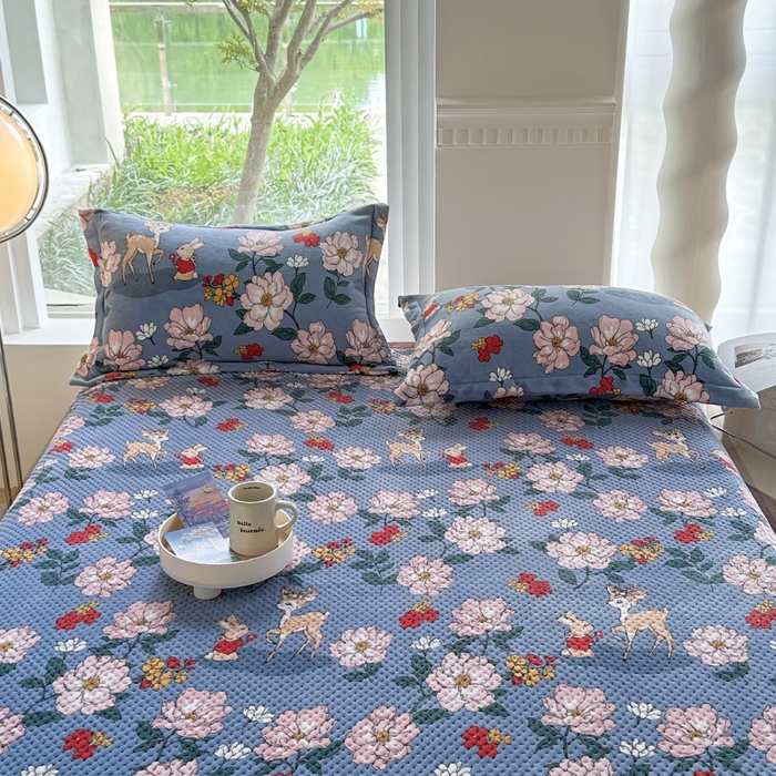 91家纺网 家纺一手货源 找家纺 胜权 2024款高克重牛奶绒夹棉单床盖单件保暖床盖三件套 海伦娜