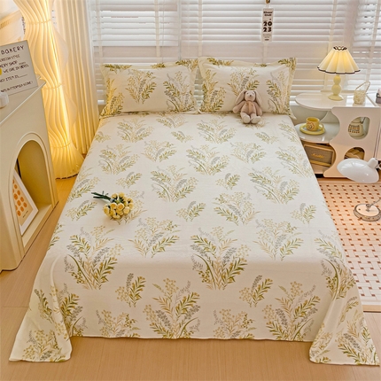 91家纺网 家纺一手货源 找家纺 名兮家居 2023新款高克重牛奶绒床单 仙草