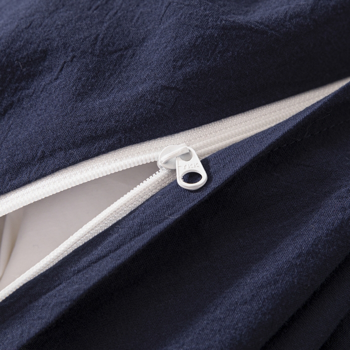 91家纺网 家纺一手货源 找家纺 安莱生活 2023新款花海系列色织双层纱工艺款宽边高奢四件套 花海-藏青