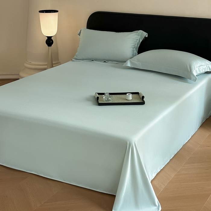 91家纺网 家纺一手货源 找家纺 618家纺 2023新款50S100支长绒棉全棉纯棉纯色四件套 纯色奶油绿