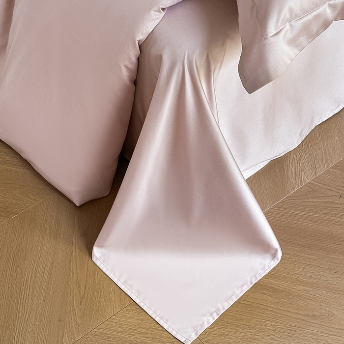 91家纺网 家纺一手货源 找家纺 618家纺 2023新款50S100支长绒棉全棉纯棉纯色四件套 纯色梦幻粉