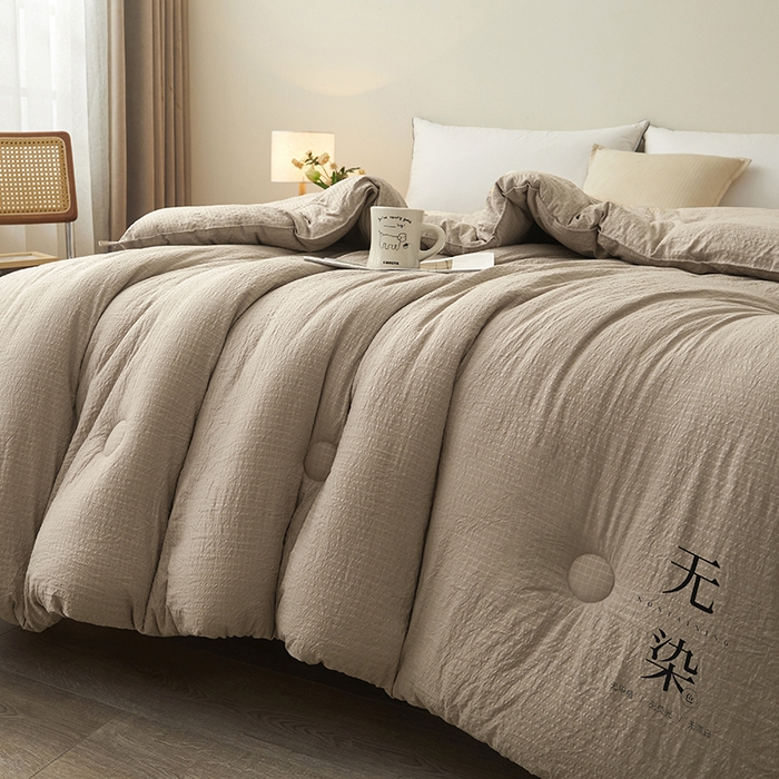 91家纺网 家纺一手货源 找家纺 创优2025新款无染被子被芯春秋被冬被直播批发 华夫格系列-卡其