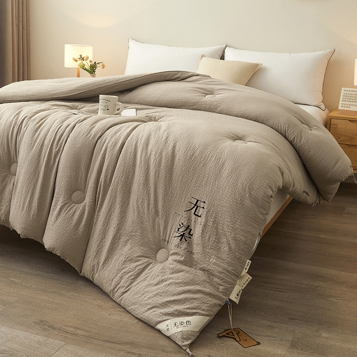 91家纺网 家纺一手货源 找家纺 创优2025新款无染被子被芯春秋被冬被直播批发 华夫格系列-卡其