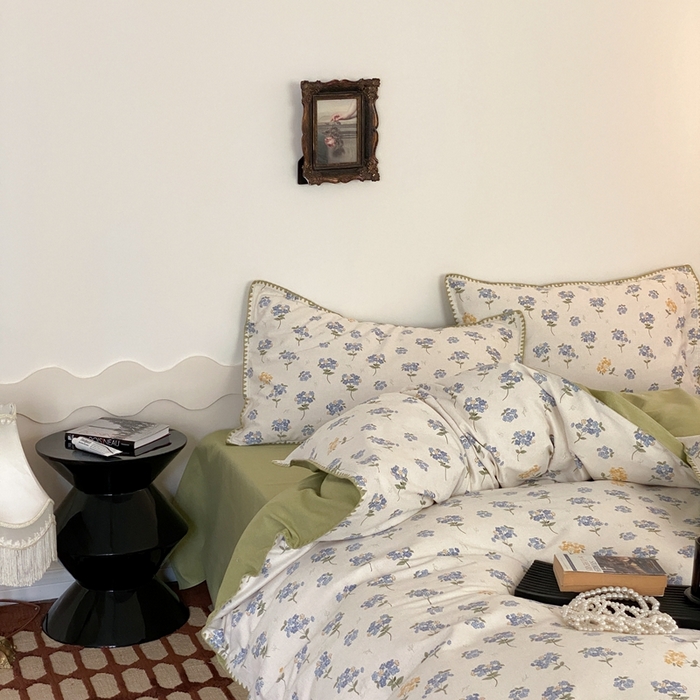 91家纺网 家纺一手货源 找家纺 旷野 2023秋冬磨毛碎花四件套 蓝铃