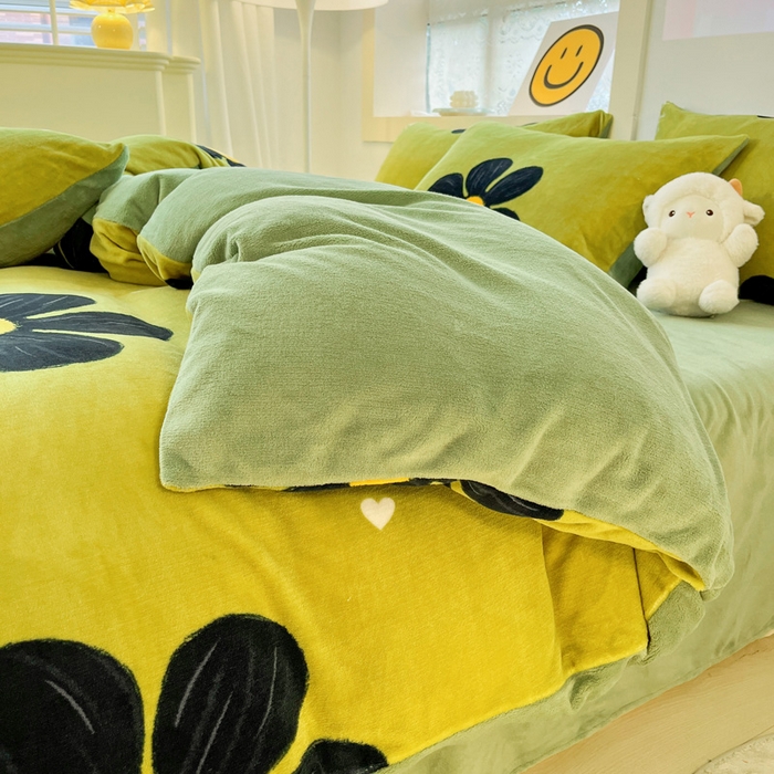 91家纺网 家纺一手货源 找家纺 金爱家 2023新款ins小清新韩系卡通少女心奶油兔子加厚牛奶绒系列四件套 柏拉图