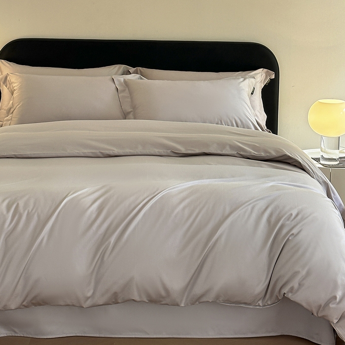 91家纺网 家纺一手货源 找家纺 618家纺 2023新款50S100支长绒棉全棉纯棉纯色四件套 纯色月光灰