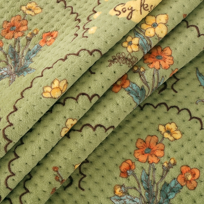 91家纺网 家纺一手货源 找家纺 胜权 2024款高克重牛奶绒夹棉单床盖单件保暖床盖三件套 花精灵绿