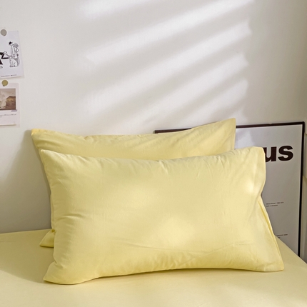 91家纺网 家纺一手货源 找家纺 六巷胡同 2023新款32支全棉纯色水洗棉单枕套 嫩鹅黄