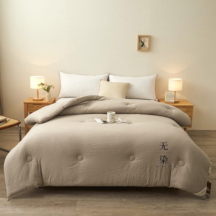 91家纺网 家纺一手货源 找家纺 创优2025新款无染被子被芯春秋被冬被直播批发 华夫格系列-卡其