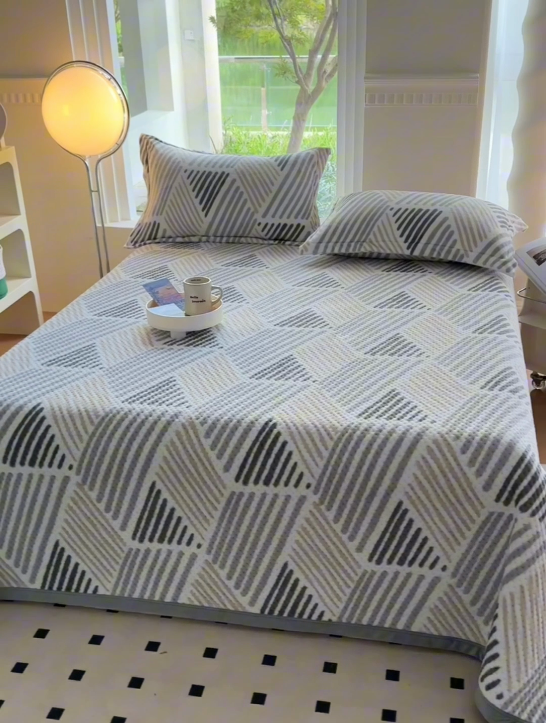 91家纺网 家纺一手货源 找家纺 胜权 2024款高克重牛奶绒夹棉单床盖单件保暖床盖三件套 柏拉图