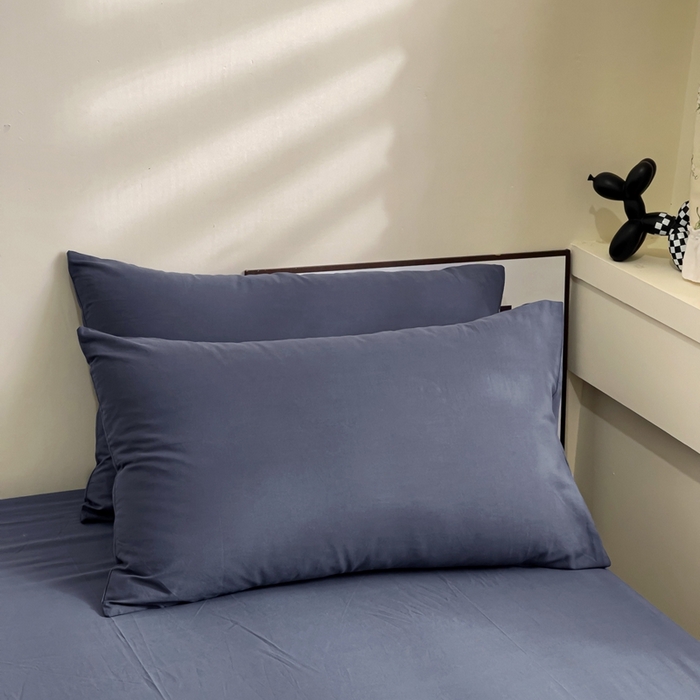 91家纺网 家纺一手货源 找家纺 六巷胡同 2023新款32支全棉纯色水洗棉单枕套 藏青蓝
