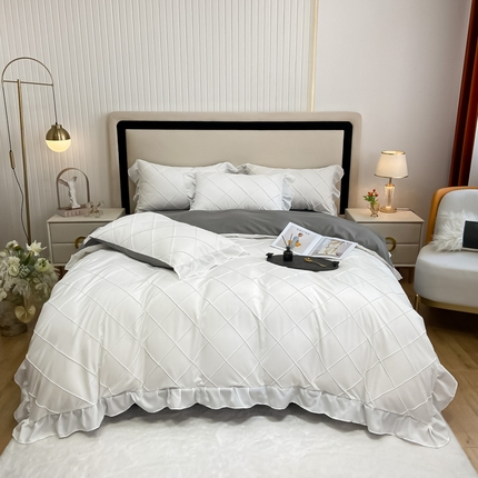 91家纺网 家纺一手货源 找家纺 （总）子钦家纺 2023新款法式手工打格公主风花边四件套风格二