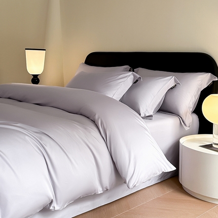 618家纺 2023新款50S100支长绒棉全棉纯棉纯色四件套 纯色薰衣草